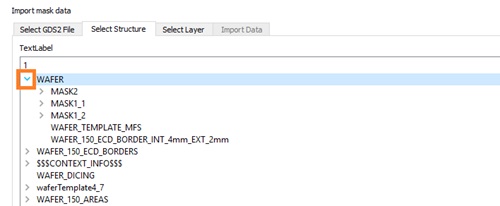 Selecting the structure to import