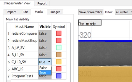 Mask visibility list